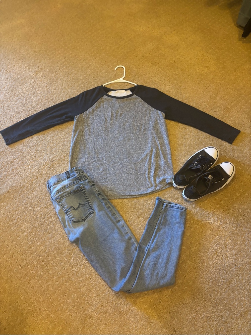 Marine Layer Women’s M Gray Black Raglan 3/4 Sleeve Baseball Tee Soft Casual